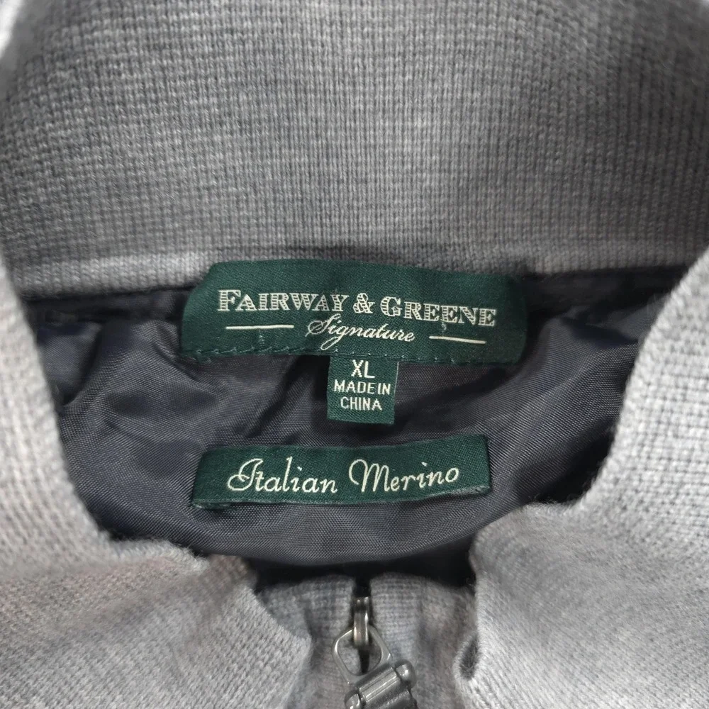 Fairway & Greene Sweater‎ Vest Mens XL Gray Italian Merino 1/4 Zip Knit Golf